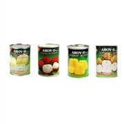 NineChef Bundle - Aroy-D Aroyd Variety Pack (Lychee Longan Jackfruit Toddy Palm) - 1 Can of Each + 1 NineChef Brand ChopStick