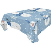 SKYSONIC Christmas Snowman Tablecloth Waterproof Washable Polyester Square Table Cover Durable Tablecloth for Kitchen Dining Table Party Decor (54 X 54 Inch)