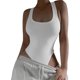 thumbnail image 1 of Mujer Camiseta Sin Mangas Body Escote en U Profundo Sin Mangas Sin Espalda Elástico Adelgazante Color Sólido Punto Una Pieza Camiseta Sin Mangas Mono L Blanco, 1 of 6
