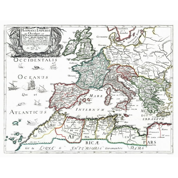 Historic Map - Roman Empire Europe Africa - Sanson 1641 - 29.88 x 23 - Vintage Wall Art