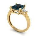 thumbnail image 2 of 2.32 ctw 3 Stone Anniversary Ring for Women | Princess Cut Natural London Blue Topaz | Hyperallergenic Solid 18K Yellow Gold, 2 of 5