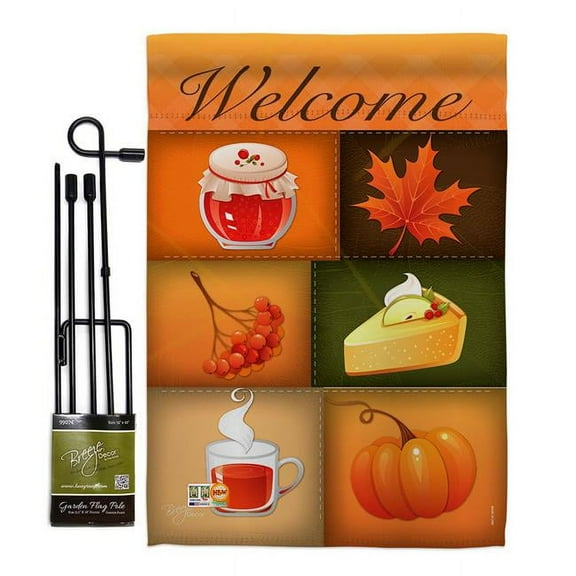 Breeze Decor BD-HA-GS-113050-IP-BO-D-US14-BD 13 x 18.5 in. Scents of Harvest Fall & Autumn Vertical Double Sided Mini Garden Flag Set with Banner Pole