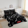 thumbnail image 3 of YST Black Race Car Comforter Set Full Neon Honeycomb Racing Car Games Bedding Set For Kids Boys Teen,Racing Helmet Wheel Checkered Flag Bed Comforter Set Soft Lightweight Reversible, 3 of 6