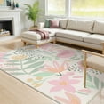 thumbnail image 4 of BERTHMEER 3'x5' Area Rugs for Bathroom Bedroom Entryway Cute Soft Non Slip Washable Modern Botanical Print Rugs for Dorm Beige Pink Floral Contemporary Carpet, Multicolor, 4 of 6