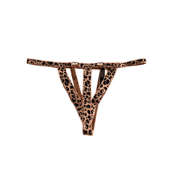 Victoria's Secret Very Sexy Strappy Thong Panty Brown Leopard Size Large NWT