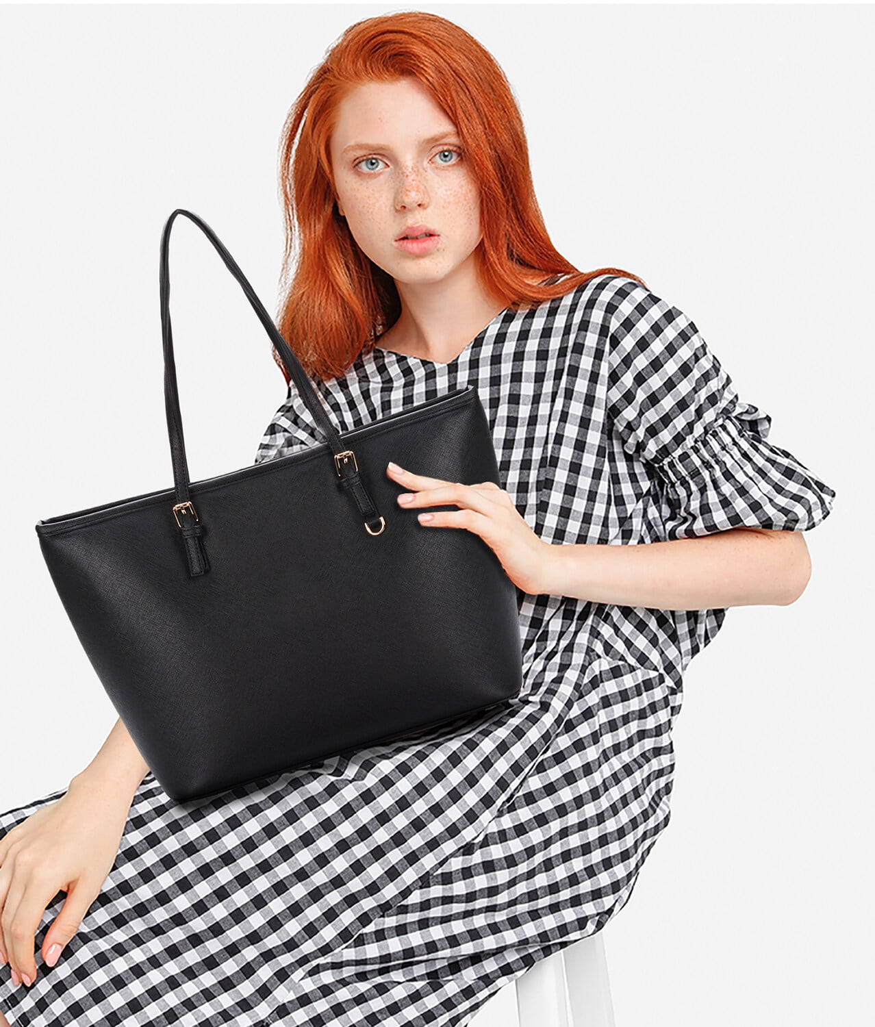 Ladies Handbag Tote Simple Casual Large Shoulder Bag Top Handle Handbag for Business for Women(Black)