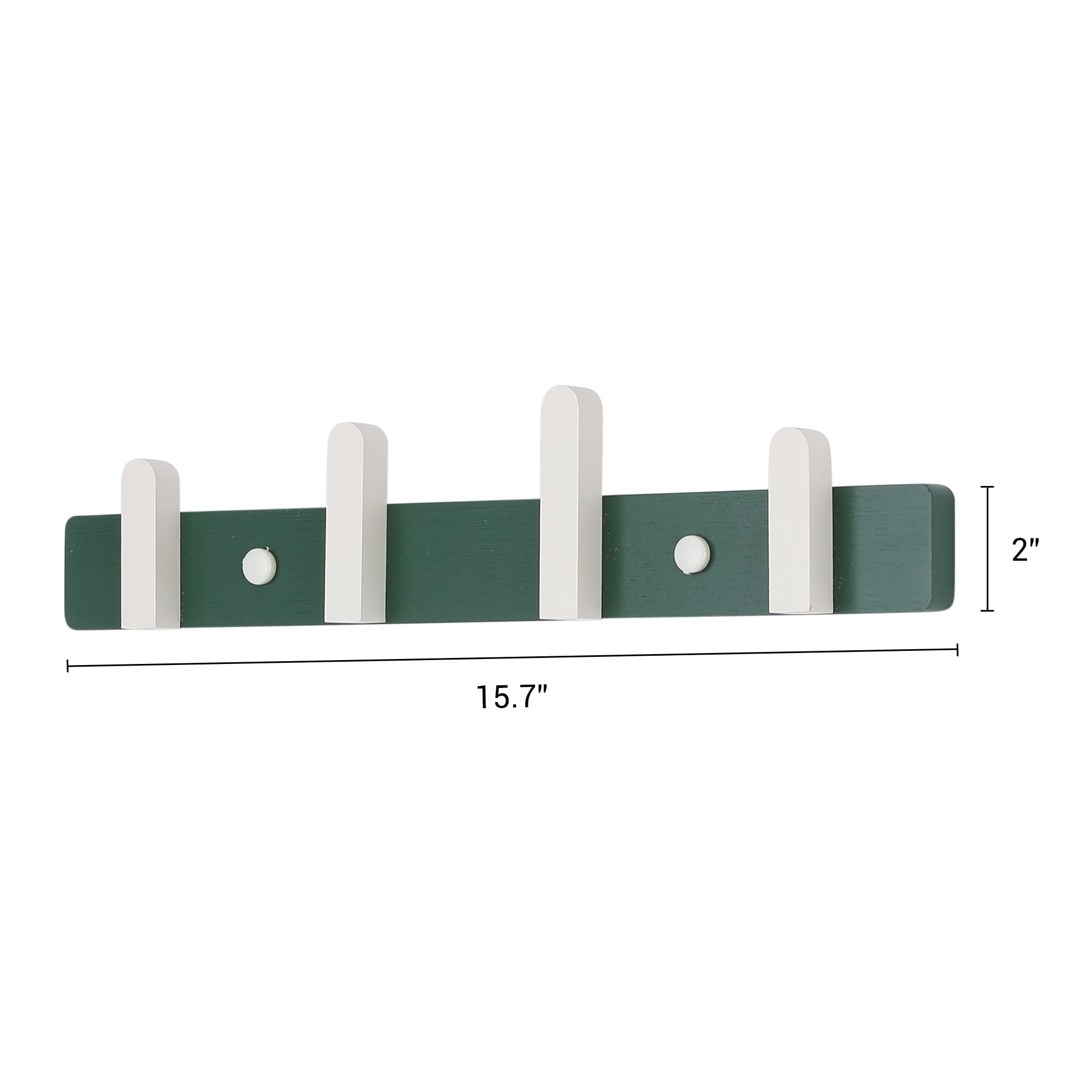 Unique Bargains Coat Rack Wall Mount Wood Coat Hook for Hanging w 4 Hooks Hat Rack Green