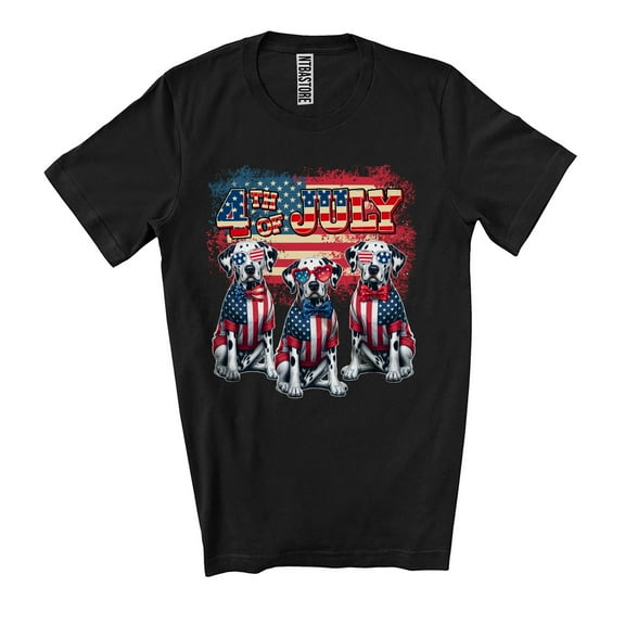 4th Of July; Proud Independence Day American Flag Three Dalmatian Owner; Patriotic Unisex T-Shirt