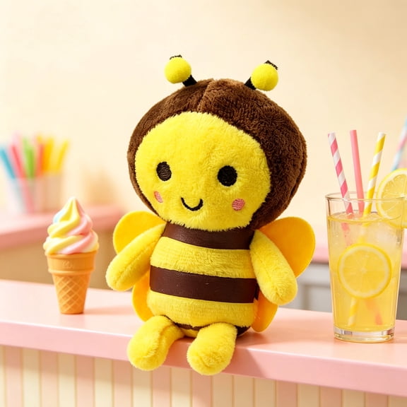 Cute Little Bee Plush Doll, Soft Stuffed Honey Bee Plush Toy, Small Animal Plush Ornament, Home Sofa Decor, Birthday Holiday Gift for Kids