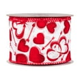 thumbnail image 3 of Northlight Hearts Valentine's Day Wired Craft Ribbon - 2.5" x 10 Yards - White and Red, 3 of 6