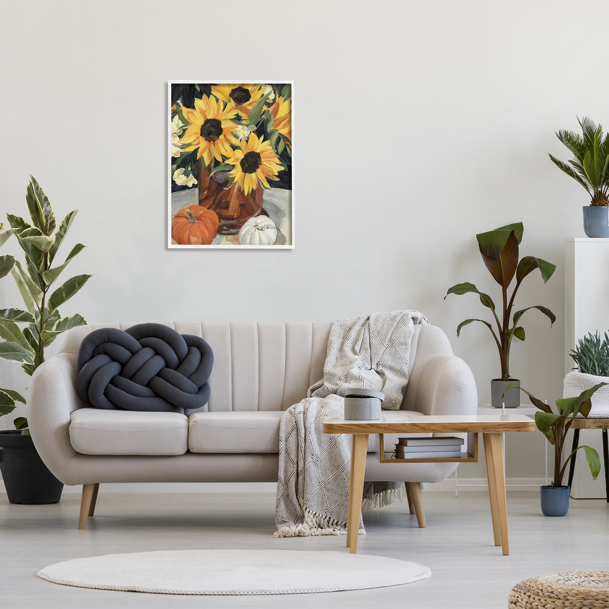 Stupell Industries Quaint Rustic Sunflower Vase Autumn Pumpkin Still-Life, 24 x 30, Designed by Annie Warren