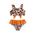 thumbnail image 1 of AWZXDE Swimsuit For Girls Toddler Bowknot Leopard Print Ruffles Two Piece Bikini Set Summer Beachwear, 1 of 6