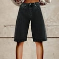 thumbnail image 4 of Denim Shorts, Audhol Womens Summer Denim Shorts Trendy High Waist Ripped Distressed Jean Shorts Stretchy Hem Casual Jean Shorts High Waisted Shorts Women Black L, 4 of 9