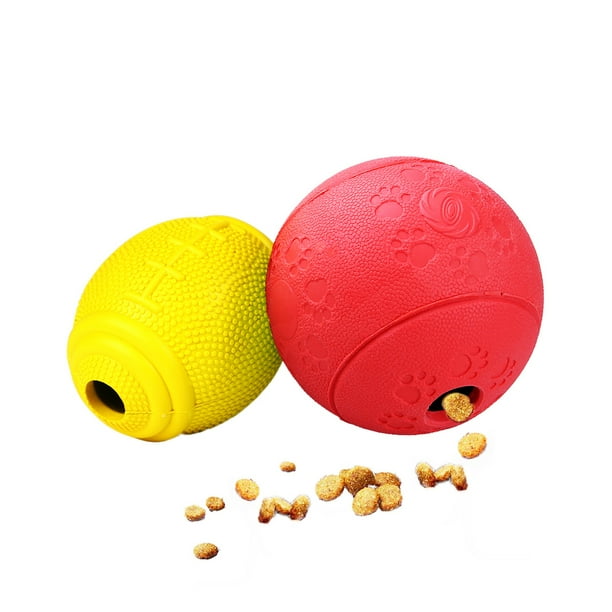 2Pack Treat Ball Rubber Ped Dog Puppy Cay Toy Training Detnal Teething
