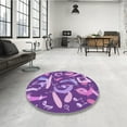 thumbnail image 4 of Ahgly Company Machine Washable Indoor Round Transitional Heliotrope Purple Area Rugs, 5' Round, 4 of 7