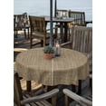 thumbnail image 2 of Outdoor Tablecloth with Umbrella Hole Zipper Vintage Brown Round Tablecloth 60" Waterproof Outside Table Cloth Farmhouse Retro Dark Solid Color Linen Texture Patio Table Cover Tablecloths for Picnic, 2 of 8