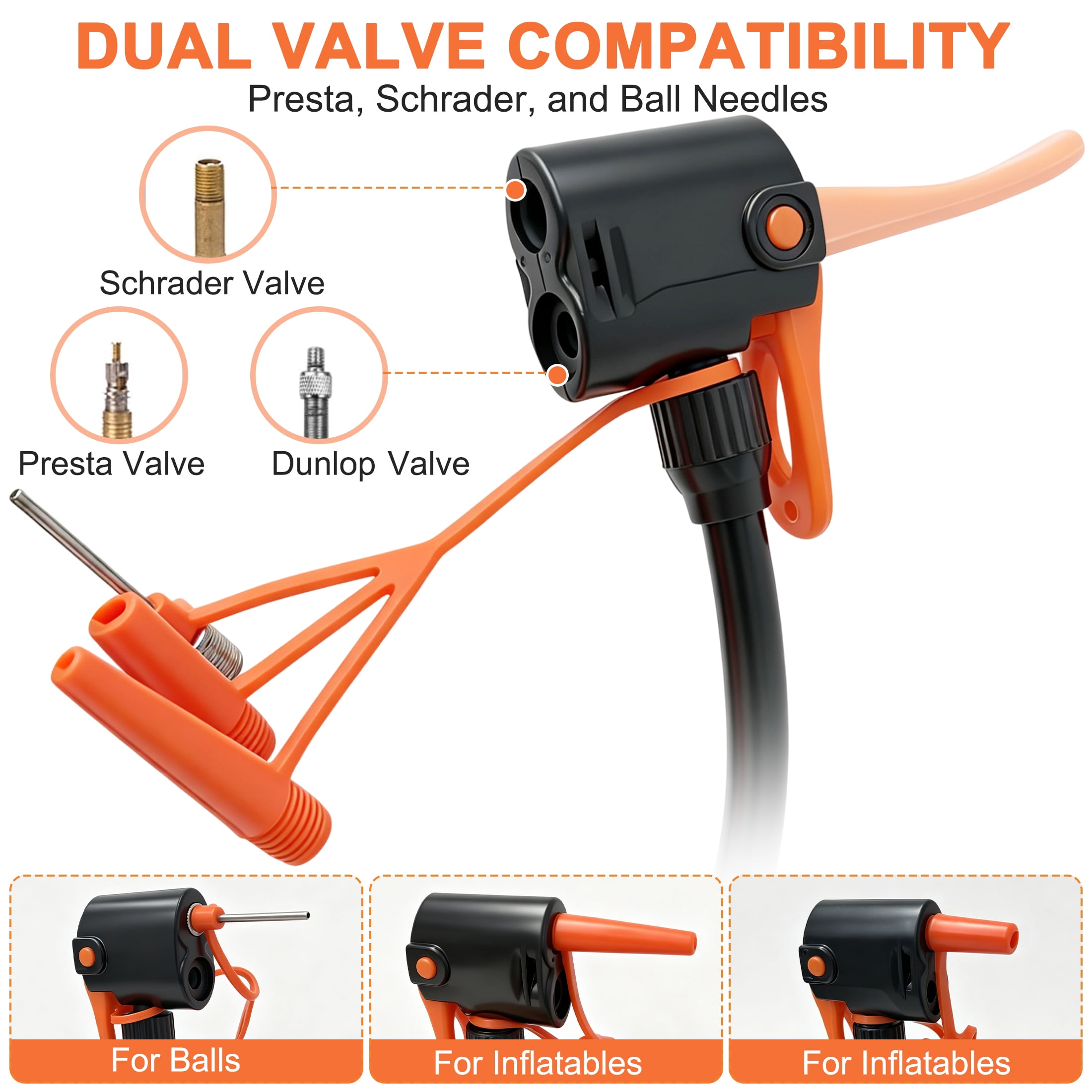 GARITIN Bike Pump, 140 PSI High Pressure Hand Air Pump with Dual Valve for Bikes Balls Inflatables