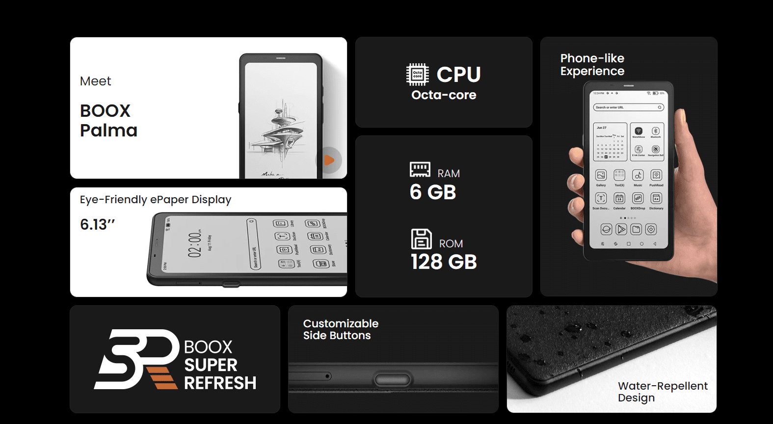 Onyx Boox Palma White eReader 6+128Gb, E Ink Carta Plus, 6.13 T-screen +  case