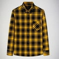 thumbnail image 2 of Flannel Shirt for Men Plus Size Long Sleeve Lightweight Button Down Casual Blouse Jackets Spring Shirt Yellow L, 2 of 5