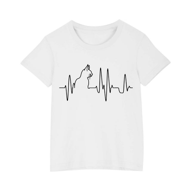 T-shirt en Coton pour Tout-Petits Garçons Filles Col Rond Manches Courtes T-Shirt Imprimé Haut 1 Pce