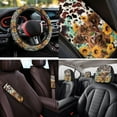 thumbnail image 4 of Uorisanigo Highland Cow Sunflower Car Seat Covers Full Set 14 Pcs Auto Steering Wheel Cover and Cars Headrest Cover and Console Cover and Cars Seat Belt Cover Keychain Soft Fit for Car SUV, 4 of 6