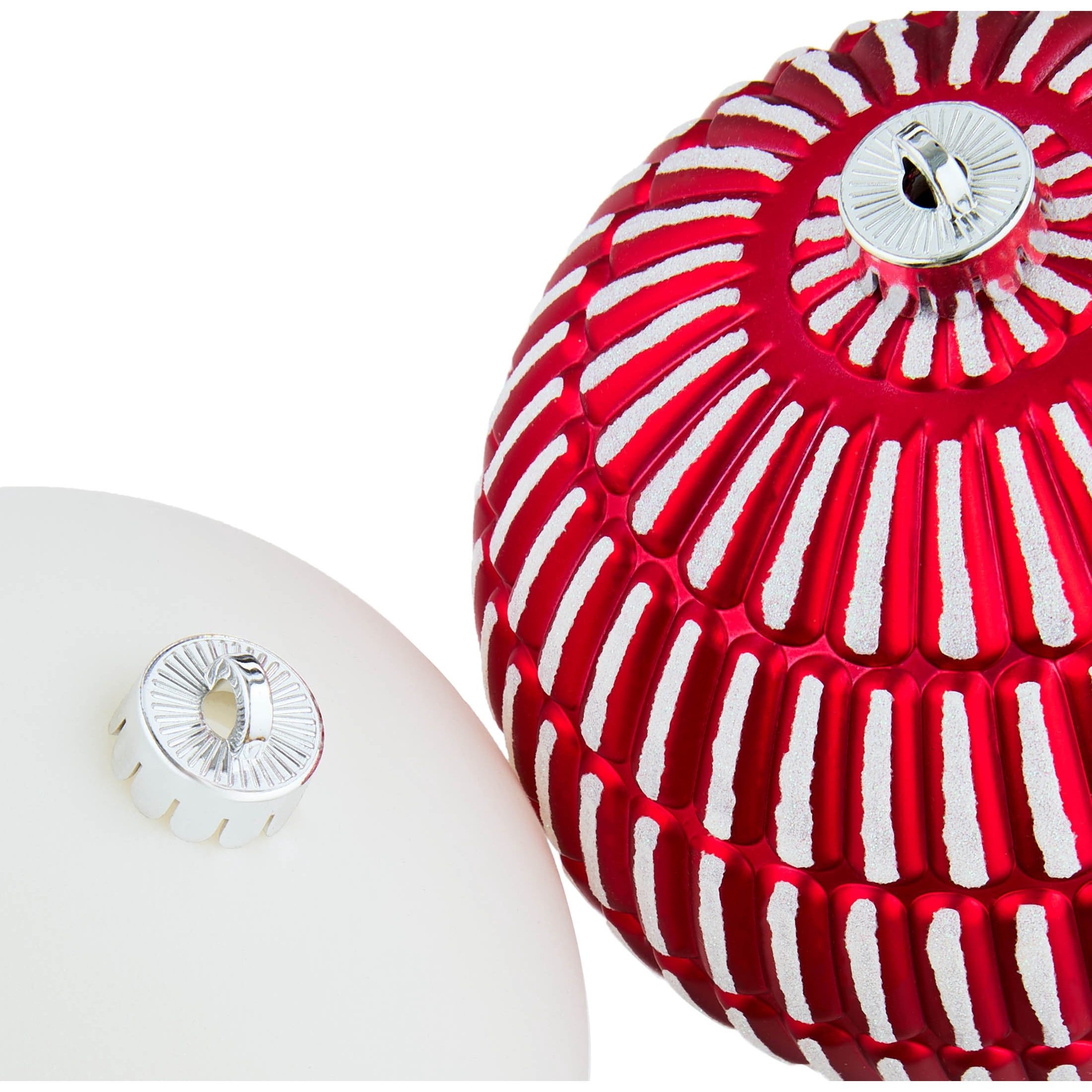 4-Count Red and White Ball Shatterproof Christmas Ornaments, 6", by Holiday Time