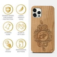thumbnail image 4 of Case Yard Wooden Case Outside Soft TPU Silicone, Slim Fit Shockproof Wood Protective Phone Cover for Girls Boys Men and Women, Supports Wireless Charging Ra eye snake Design case for iPhone-12/12-Pro, 4 of 7