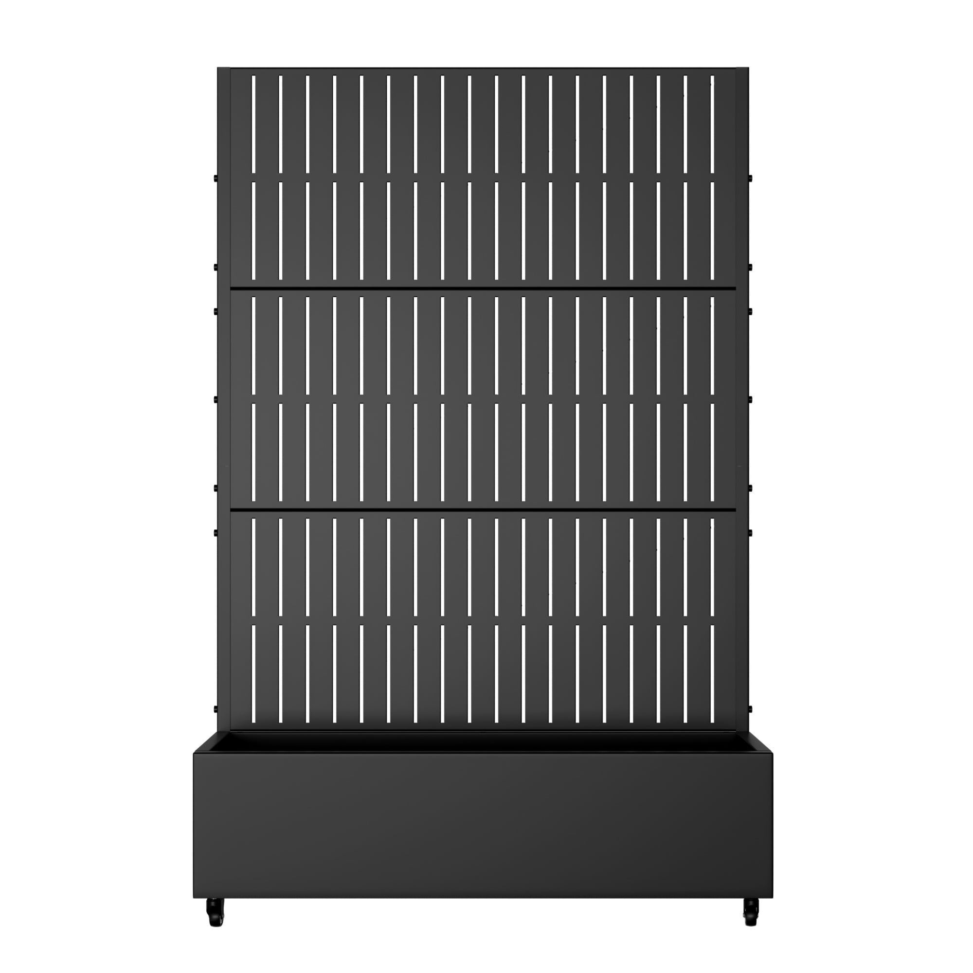 MAYEERTY 72"x47" Metal Black Rectangle Pots and Planter Raised Box with Trellis for Vine Climbing Plants