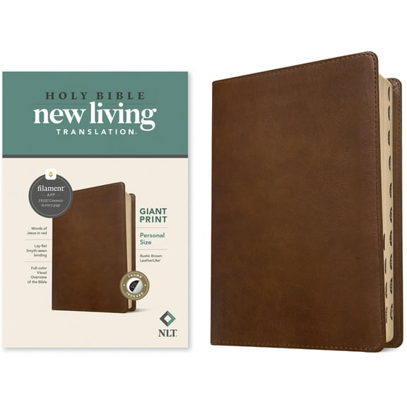 NLT Personal Size Giant Print Bible, Filament Enabled Edition (Red Letter, Leatherlike, Rustic Brown, Indexed), (Hardcover)