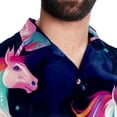 thumbnail image 5 of Robot Unicorn Attack Men's Hawaiian Button Down Printed Short Sleeve Summer Beach Shirts, 5 of 6