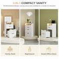 thumbnail image 3 of Gurexl Fluted Small Vanity Desk with Mirror and Lights, 3-in-1 Compact Makeup Vanity Set with Hidden Storage Stool, Mini Dressing Table with 3 Drawers, Gift for Little Girls/Kids (White), 3 of 9