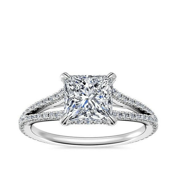0.70 Carat Wonderful Solitaire with Accents Princess Cut Natural Diamond Ring for Wedding Solid 14K White Gold Size 7