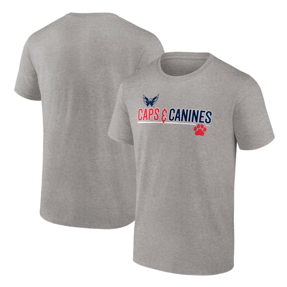 Men's Heather Gray Washington Capitals Caps & Canines T-Shirt