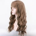 thumbnail image 6 of Wig with Bangs, Wigs for Women, Air Thin Bangs Corn Perm Long Curly Hair Light Brown Wig, 6 of 8