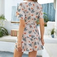 thumbnail image 4 of RKSTN Robes d'Été pour Femmes Robe à Manches Courtes Col en V Bandage Imprimé Floral Robe Mini à Volants Économies d'Été Liquidation, 4 of 4