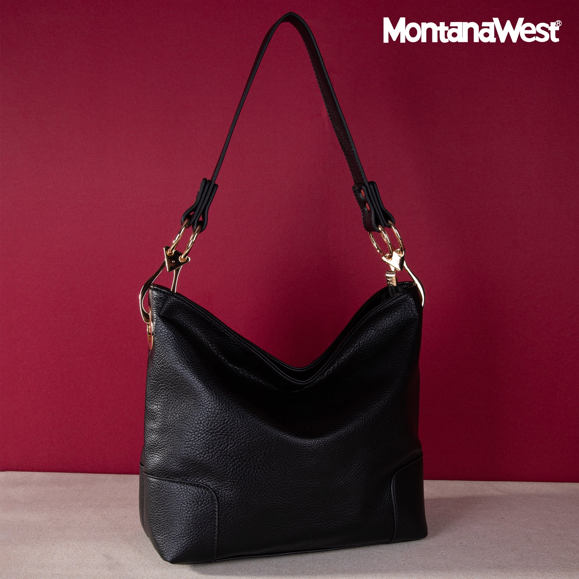 Montana West Hobo Bags for Women Top Handle Satchel Shoulder Purse Bucket Handbag, Black