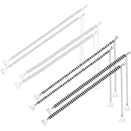4 Pairs Rhinestone Strap Lingerie 2 Row or 3 Row Crystal Shoulder Strap with 6.34 inch(16.1 cm) Alloy Extender Bra Chain for Women Bridal Wedding Dress Gunmetal Silver DIY