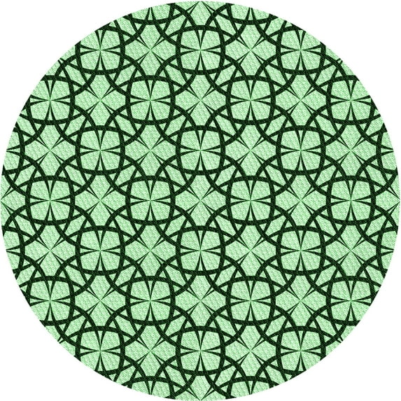 Ahgly Company Indoor Round Patterned Deep Emerald Green Area Rugs, 3' Round