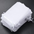 thumbnail image 3 of 150 bolsas de regalo de organza de 4 por 6 pulgadas, bolsas de joyería con cordón, bolsas de recuerdo de fiesta de boda (blanco, 3 of 4