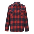 thumbnail image 2 of Womens Plaid Cotton Shirt Loose Fitting Casual Long Sleeve Button Plaid Flannel Blouse Tops S, 2 of 6