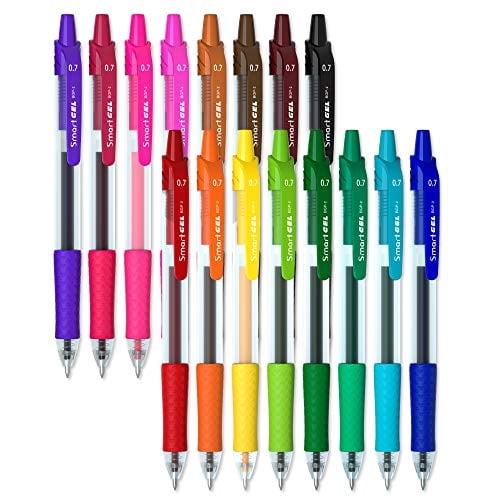 Set de bolígrafos de gel 16 colores, punto medio, plumas retráctiles con agarre cómodo, escritura suave para diario, cuaderno de notas, planificador en la escuela, oficina o hogar de Smart Color Art