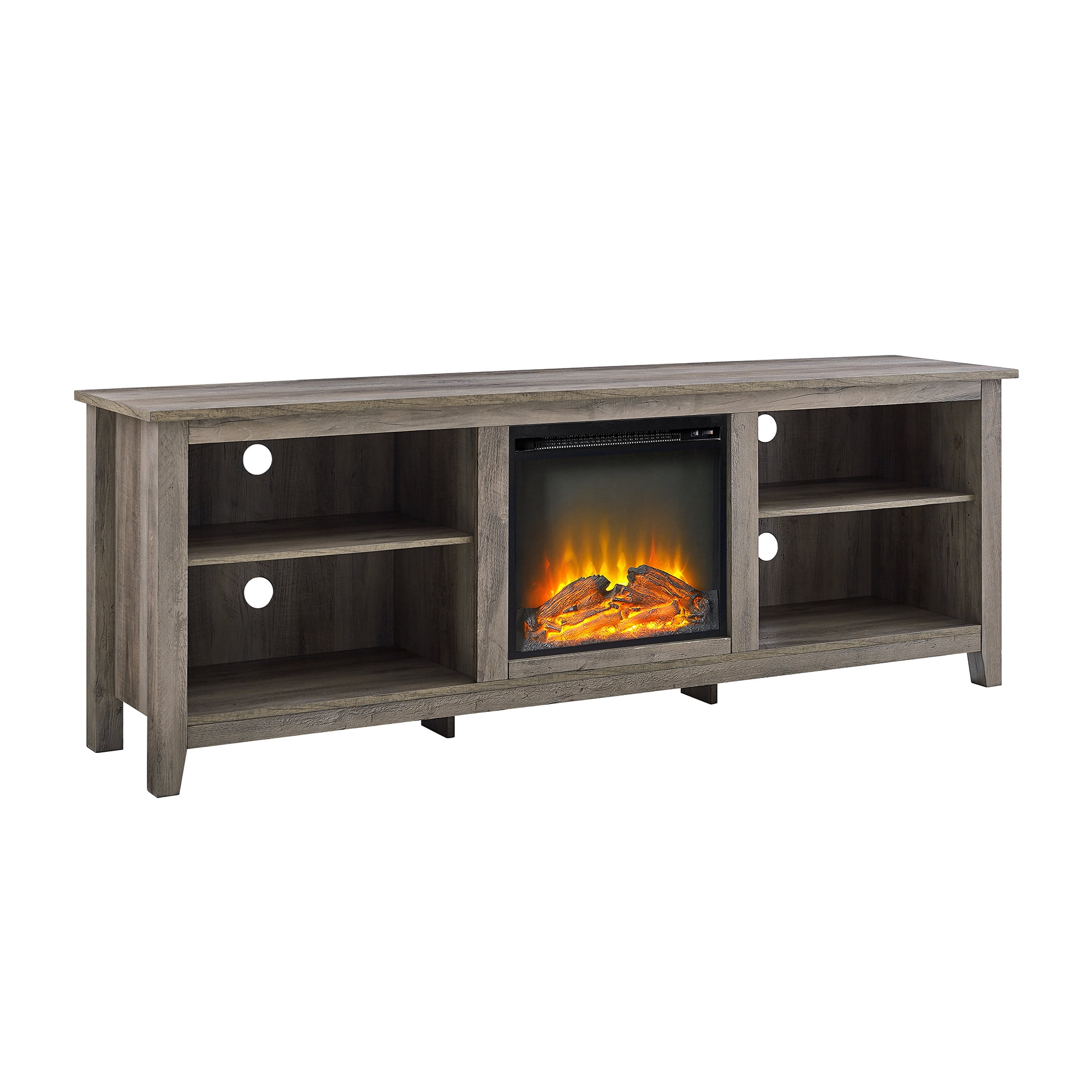 Manor Park Transitional Electric Fireplace TV Stand, Grey Wash