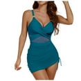 thumbnail image 1 of Maillots de Bain pour Femmes 2025 Maillots de Bain Col en V Robe de Bain Froncée Nœud, 1 of 6