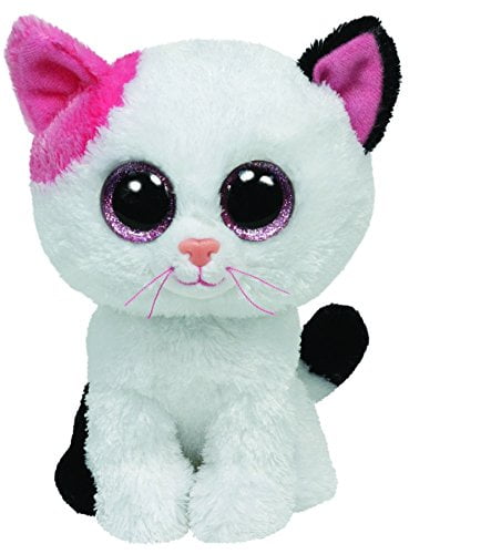 6" TY Beanie Boo Plush Stuffed Toy Glitter Eyes 2018 New Malibu the Cat With Tag 