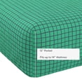 thumbnail image 5 of Mainstays Kids 100% Cotton Percale Bed Sheet Set, Twin, Green Grid, 3 Pieces, 5 of 7