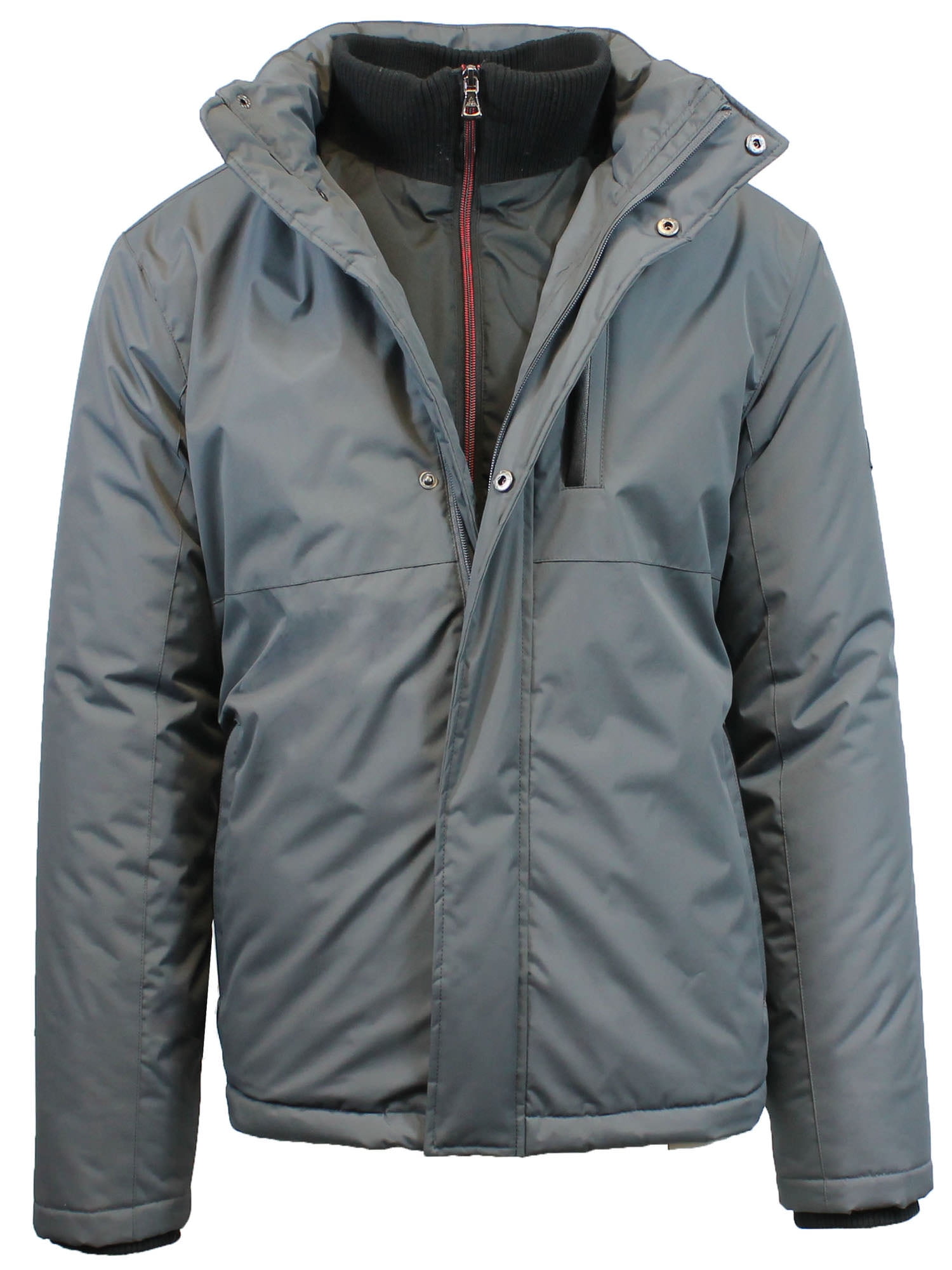 Mens Heavyweight Hooded Parka Jacket With Stripe Trim