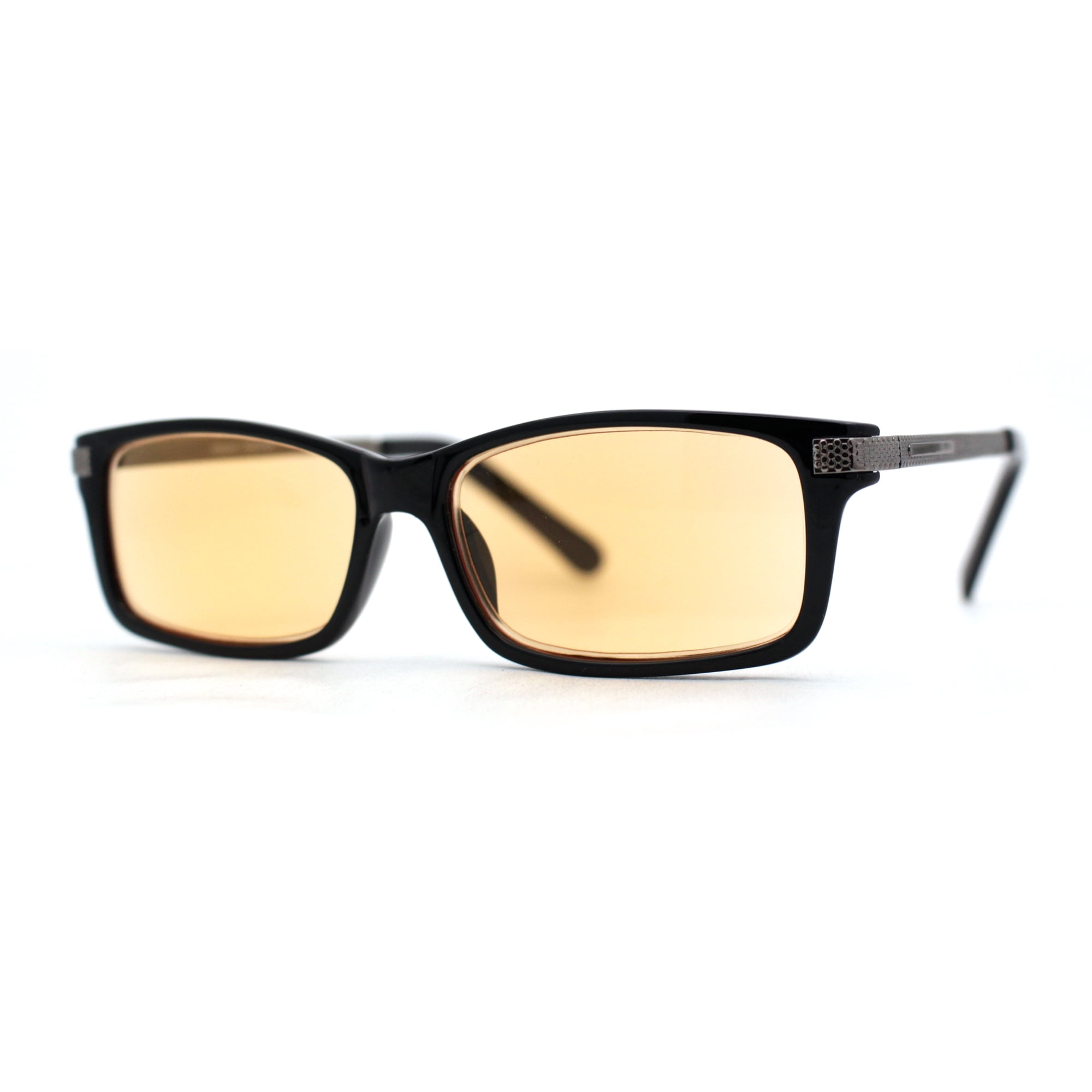 Blue Light Filter Light Tint Lens Narrow Rectangular Reading Glasses Black Gunmetal +1.25