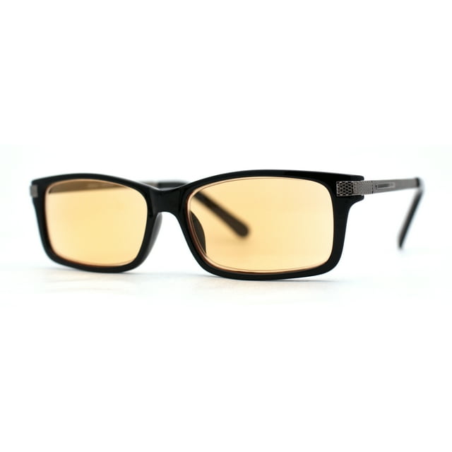Blue Light Filter Light Tint Lens Narrow Rectangular Reading Glasses Black Gunmetal +3.00