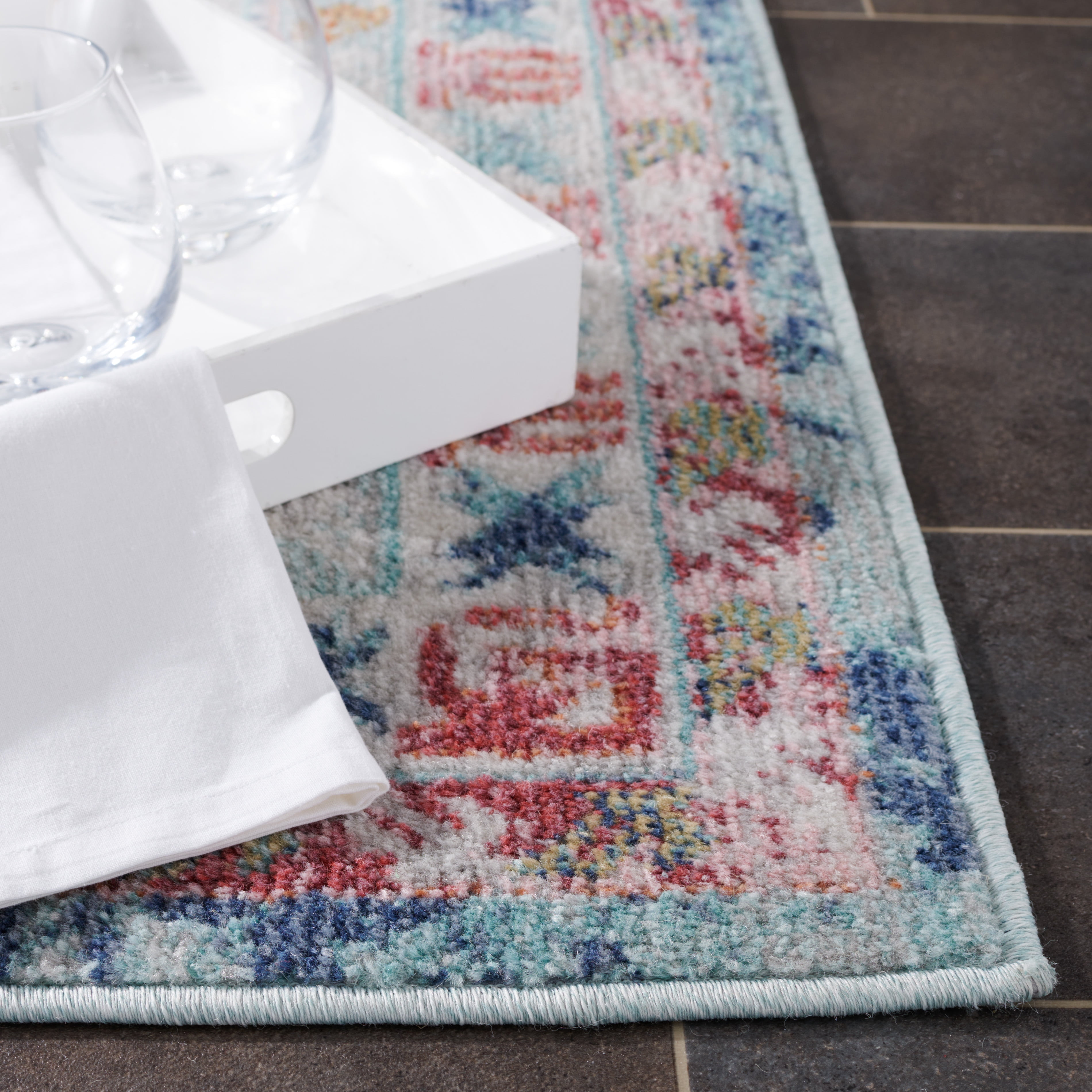 SAFAVIEH Cabana Clark Medallion Indoor/Outdoor Area Rug, Rust/Blue/Ivory, 4' x 6'