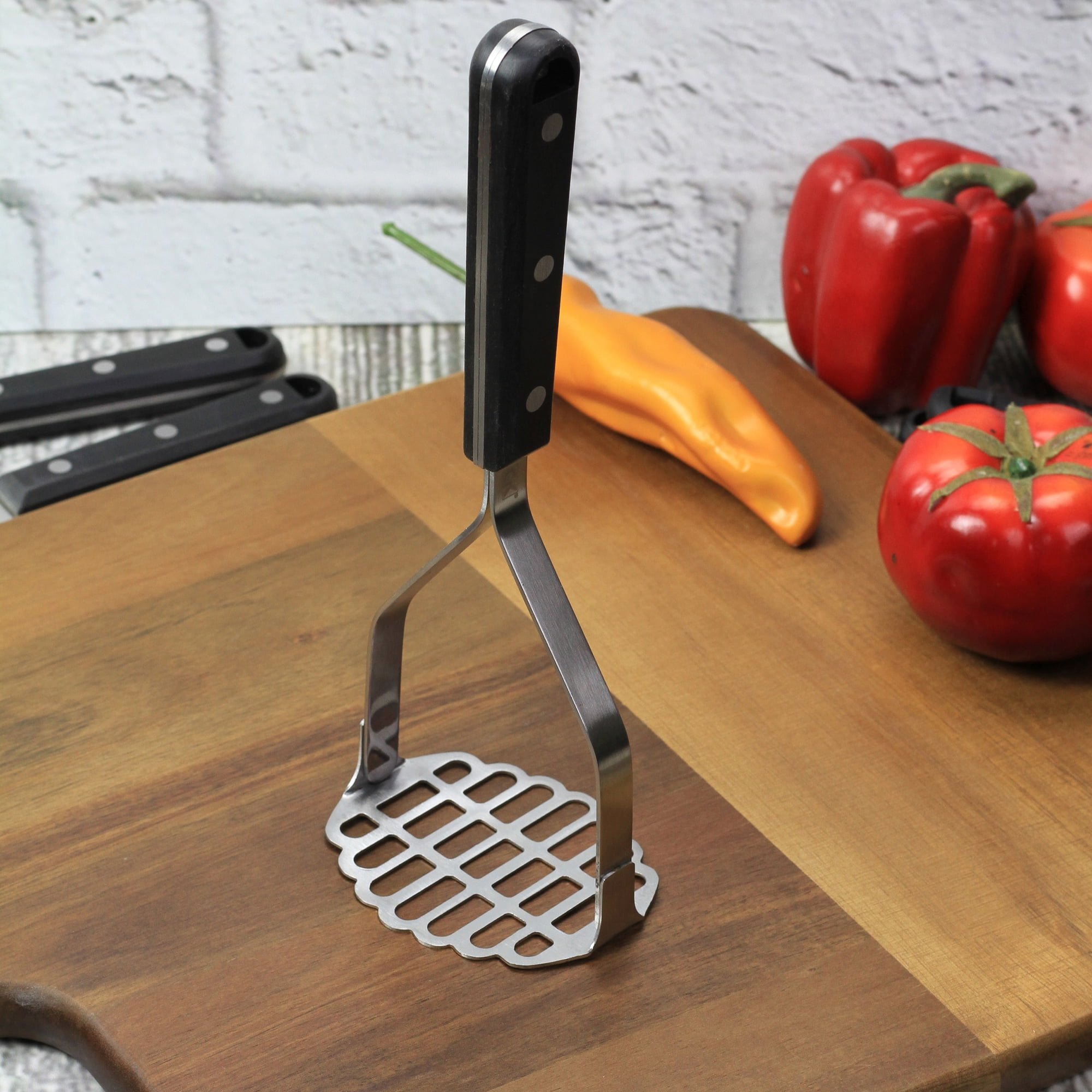 Potato Masher Stainless Steel Heavy Duty Strong Anti- Handle Not Easy to Bent Easy to Use Sturdy Construction, Silver